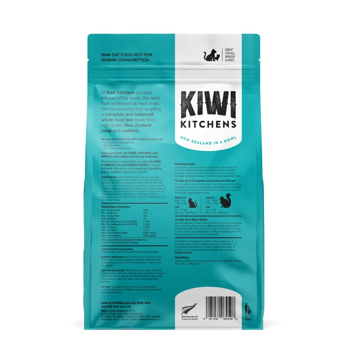 Kiwi Kitchens Raw Freeze Dried Fish Dinner Dry Cat Food