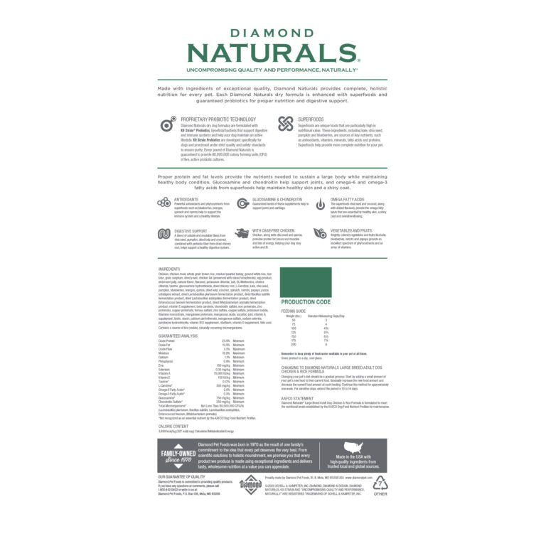 Diamond Naturals Large Breed Adult Dog Chicken & Rice Formula