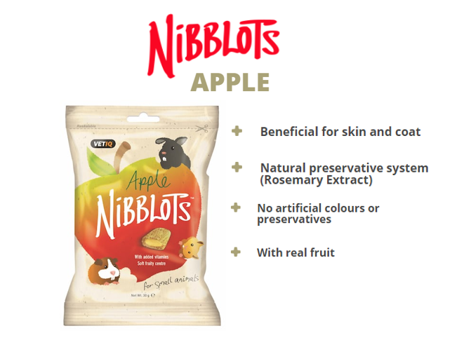 VetiQ Nibblots Apple Small Animal Treats 30g