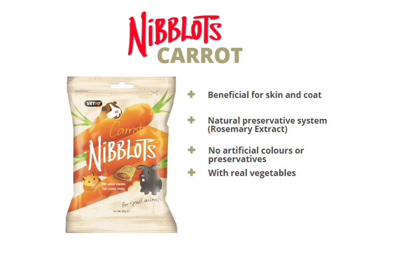 VetiQ Nibblots Carrot Small Animal Treats 30g