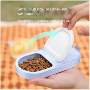Pakeway 2-in-1 Dog Water Bottle Portable Food Container Blue