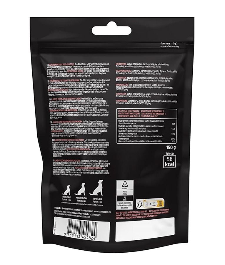 Pets Unlimited Salmon Filet Strips Large Dog Treats 150g