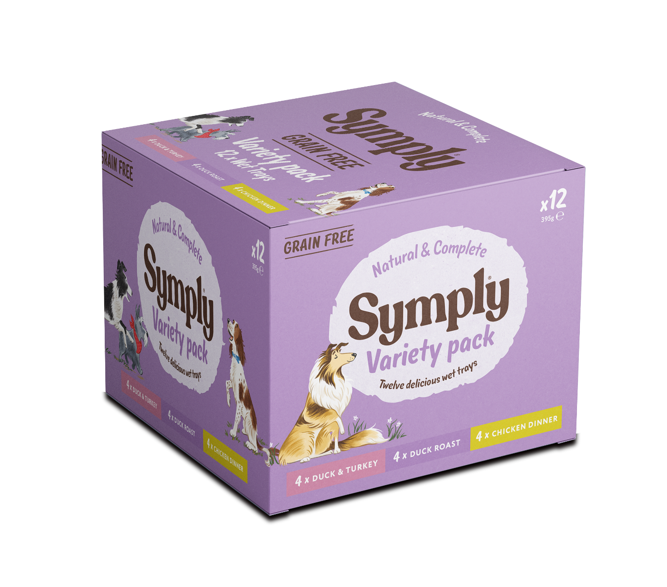 Symply Duck & Turkey, Duck Roast, Chicken Dinner Variety Pack Wet Dog Food 12 x 395g