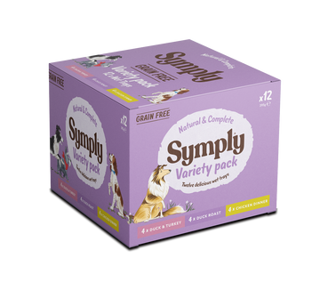 Symply Duck & Turkey, Duck Roast, Chicken Dinner Variety Pack Wet Dog Food 12 x 395g