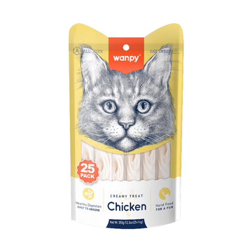 Wanpy Creamy Lickable Cat Treats – Chicken 25 pcs