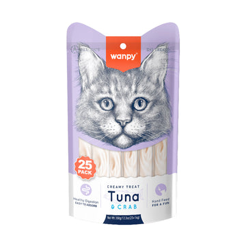 Wanpy Creamy Lickable Cat Treats – Tuna & Crab (14g x 25pc)