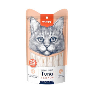 Wanpy Creamy Lickable Cat Treats – Tuna & Salmon (14g x 25pcs)