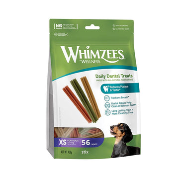 Whimzees Stix Xtra Small Mix Brown / Green / Orange 56pcs