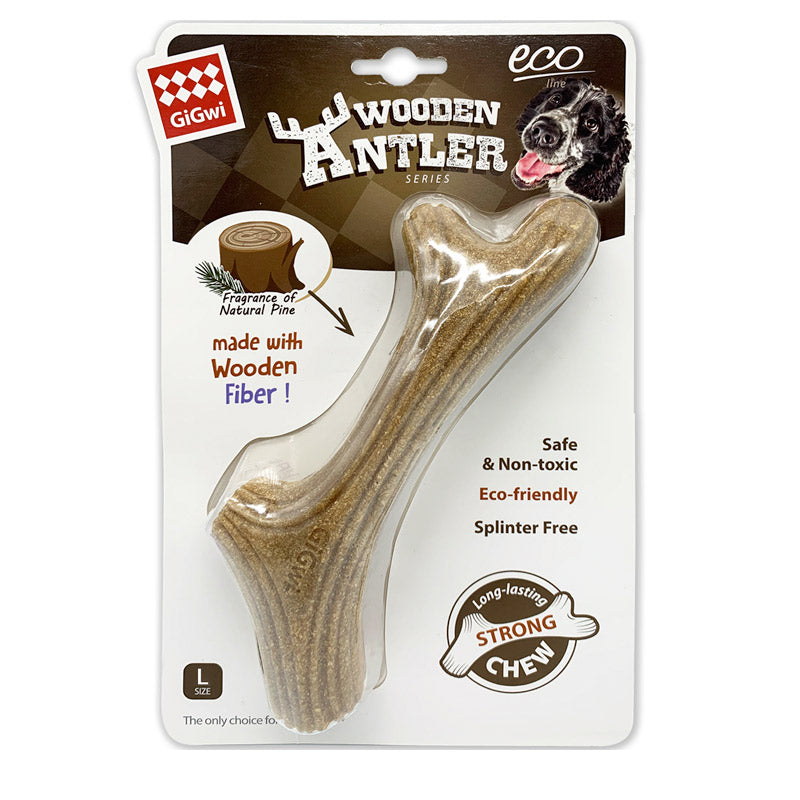 GiGwi Dog Chew Wooden Antler with Natural Wood and Synthetic Material