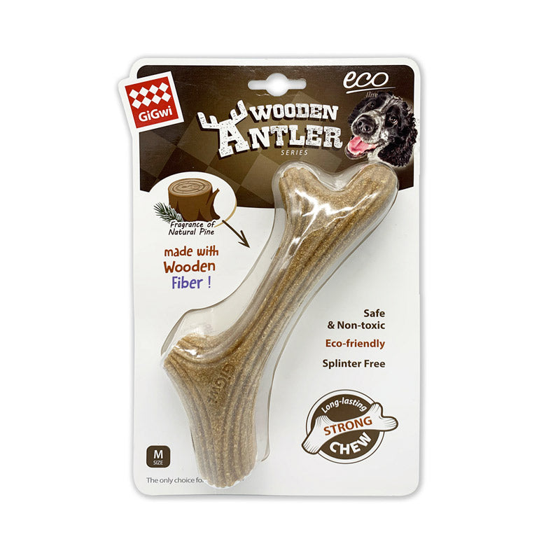 GiGwi Dog Chew Wooden Antler with Natural Wood and Synthetic Material