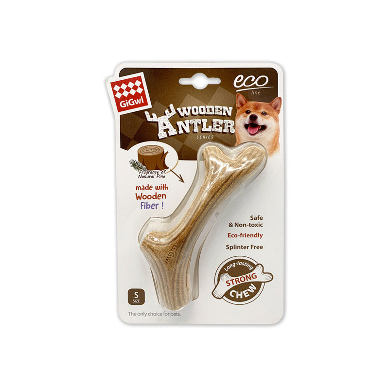 GiGwi Dog Chew Wooden Antler with Natural Wood and Synthetic Material