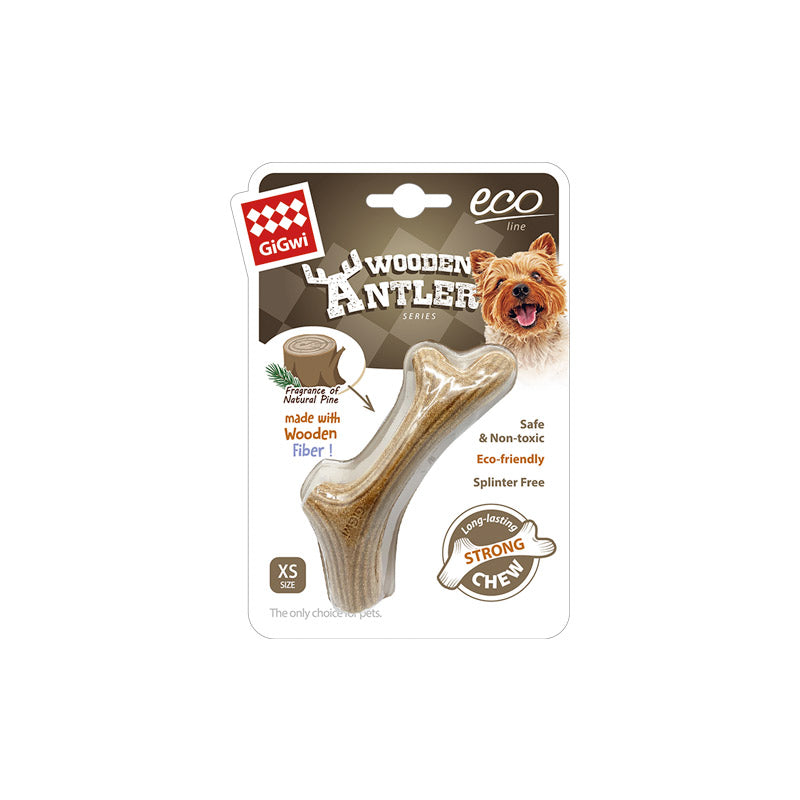GiGwi Dog Chew Wooden Antler with Natural Wood and Synthetic Material