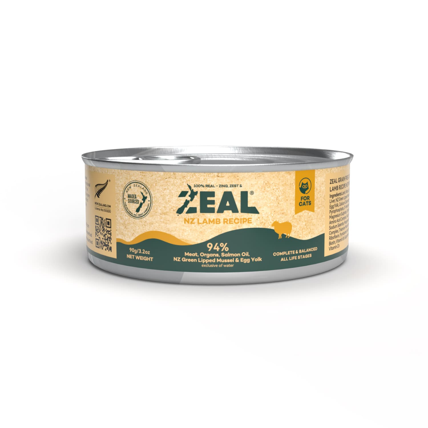 Zeal Grain Free Canned Cat Food 90g – (Lamb Recipe)