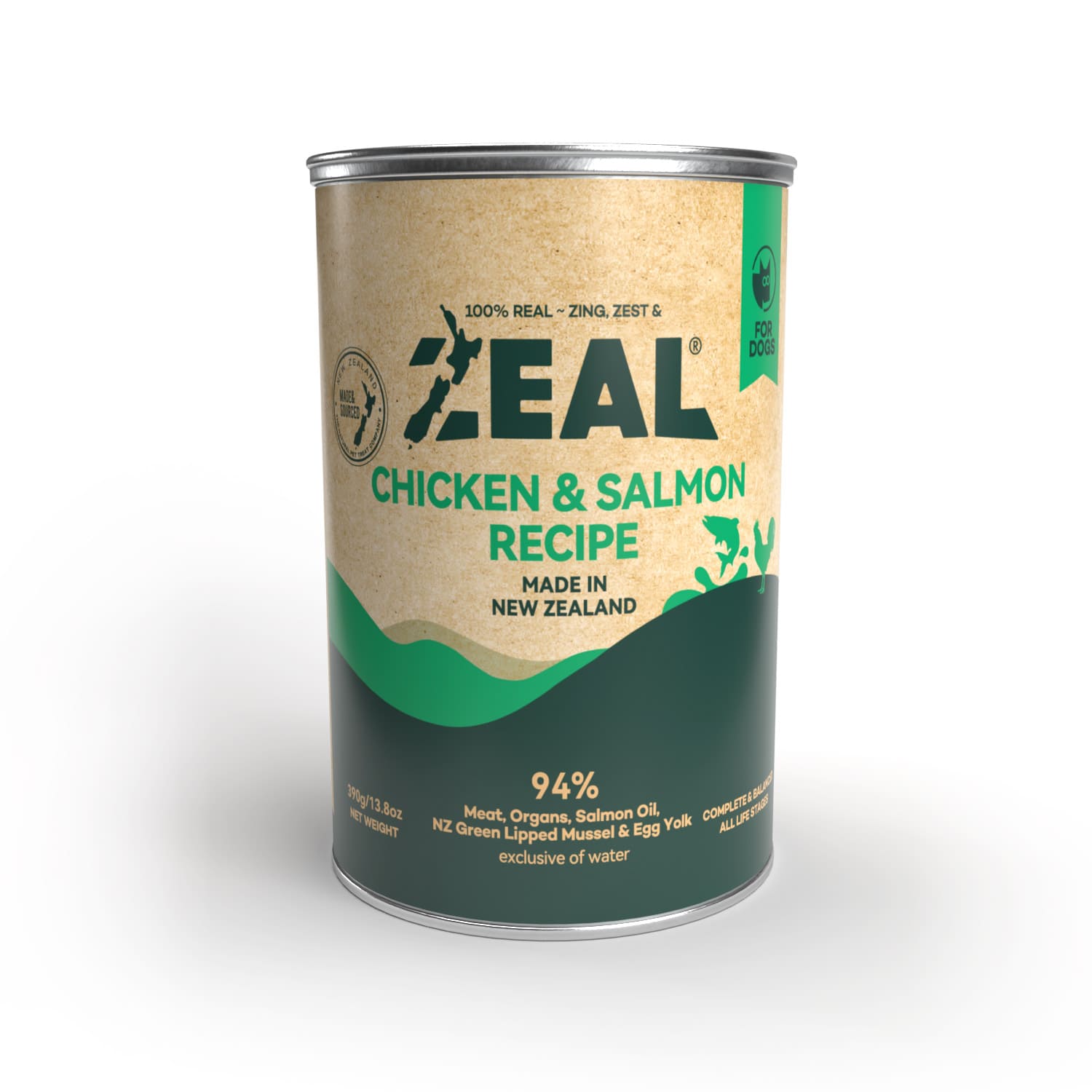 Zeal Grain Free Canned Dog Food 390g – (Chicken & Salmon Recipe)