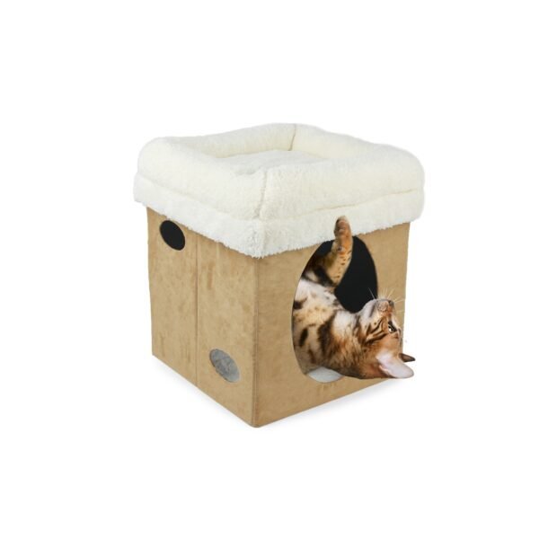 Lambswool 2 in 1 Cat Castle - Tan - Image 3