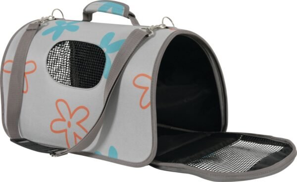 PET CARRIER FLOWER GREY MEDIUM