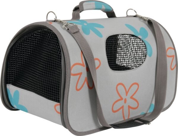 PET CARRIER FLOWER GREY SMALL - Image 2