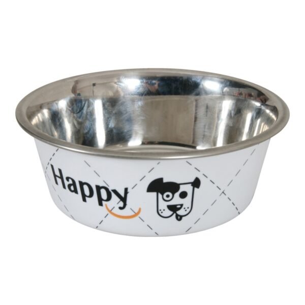 Happy Stainless Steel Dog Bowls - White 0.4L - Image 2