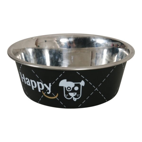 Happy Stainless Steel Dog Bowls - Black 0.4L - Image 2