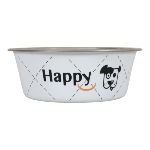 Happy Stainless Steel Dog Bowls - White 0.8L