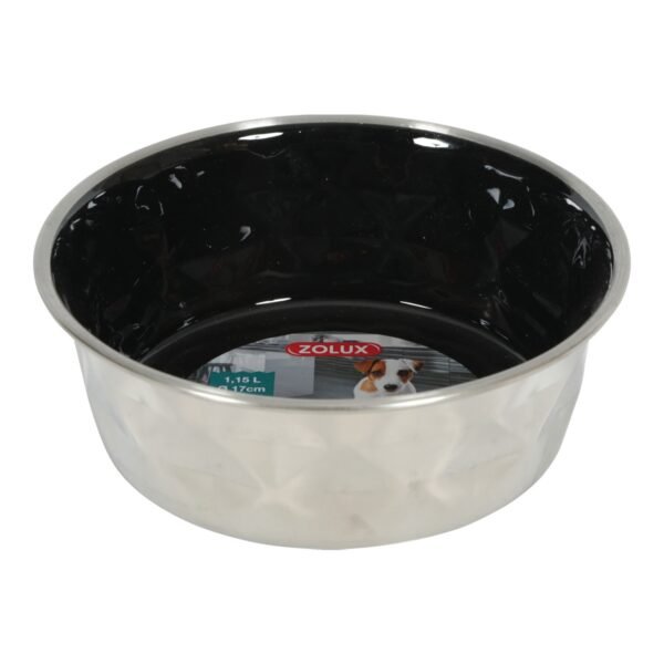 Diamonds Stainless Non-Slip Dog Bowls - Black 1.15L - Image 2