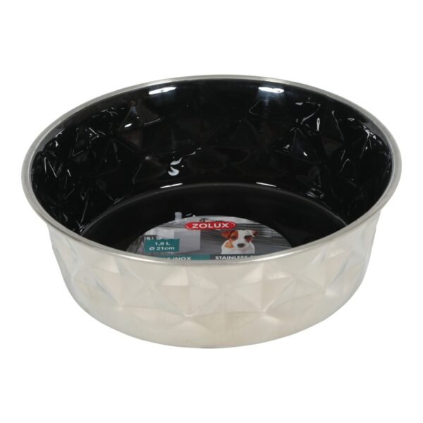 Diamonds Stainless Non-Slip Dog Bowls - Black 1.8L - Image 2