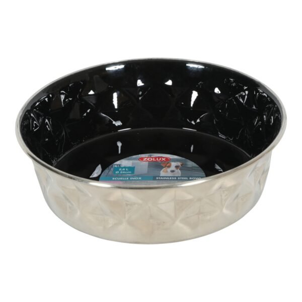 Diamonds Stainless Non-Slip Dog Bowls - Black 2.6L - Image 2