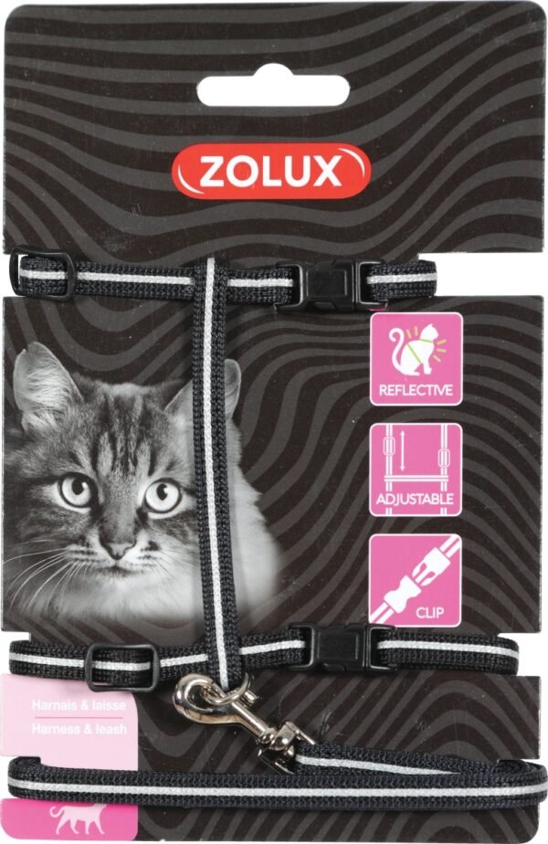 CAT HARNESS & LEASH KIT - BLACK