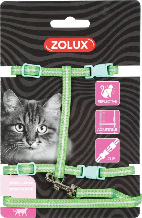 CAT HARNESS & LEASH KIT - GREEN