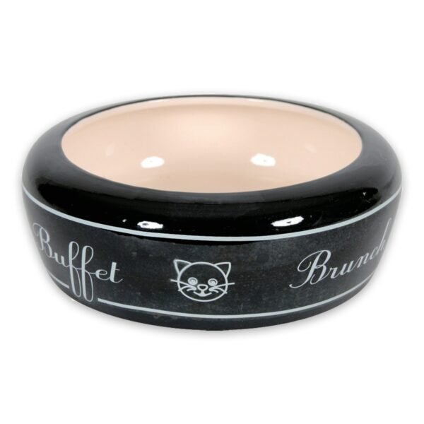 No Waste Ceramic Cat Bowl Buffet - Black 300ml - Image 2