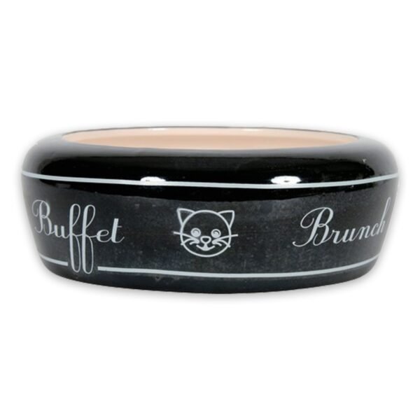 No Waste Ceramic Cat Bowl Buffet - Black 300ml