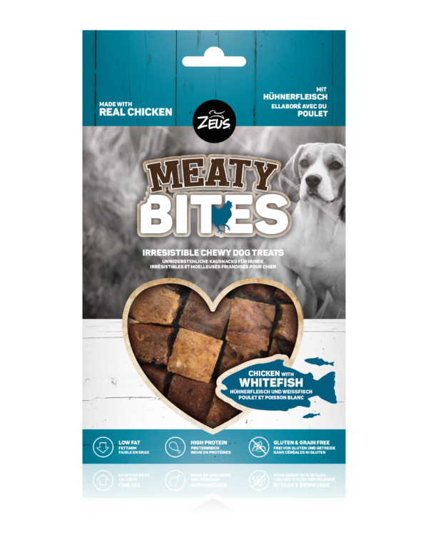 Zeus Meaty Bites Chewy Dog Treats Chicken with Whitefish 150g