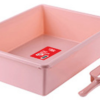 Cat Litter Tray with Scoop - Pink - M Size 38 x 28 x 10 cm
