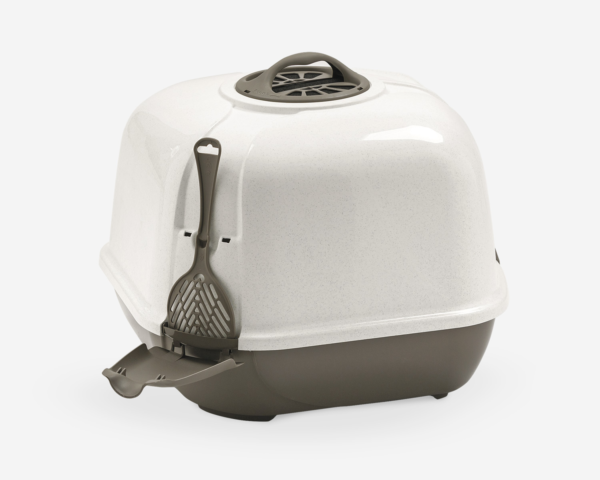 Corner Cat Litter Box -  54 x 40 x 55 cm/Grey & White - Image 2