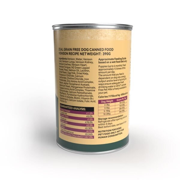 Zeal Grain Free Canned Dog Food 390g – (Venison Recipe) - Image 2