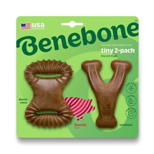 Benebone: Dog 2-Pack Dental Chew/Wishbone (Tiny) – Bacon
