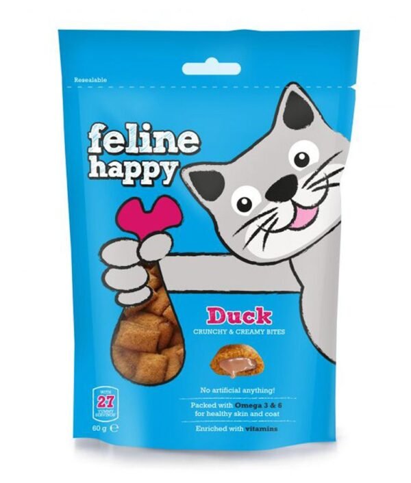 Feline Happy: Duck Crunchy & Creamy Cat Treats 60g