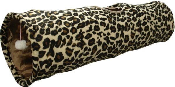 Flamingo: Leopard Tunnel with Ball Brown Cat Toy 90x25cm