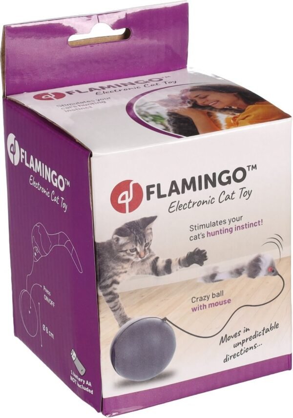 Flamingo: Boula Moving Ball with Mouse Grey Electronic Cat Toy 8 cm - Image 3