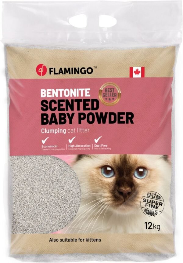 Flamingo: Bentonite Scented Baby Powder Clumping Cat Litter 12kg - Image 2