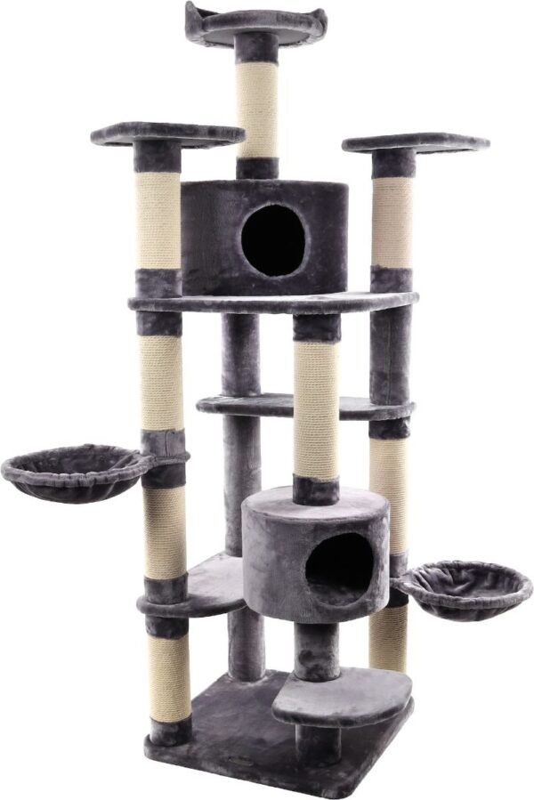 Flaming: Giganto Grey & White Cat Scratching Tree