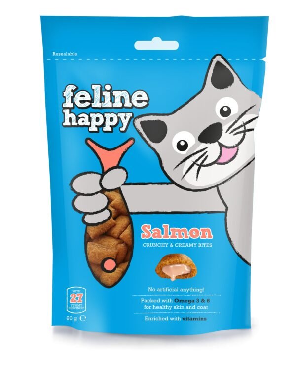 Feline Happy: Salmon Crunchy & Creamy Cat Treats 60g