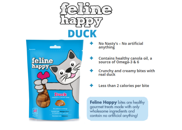 Feline Happy: Duck Crunchy & Creamy Cat Treats 60g - Image 2