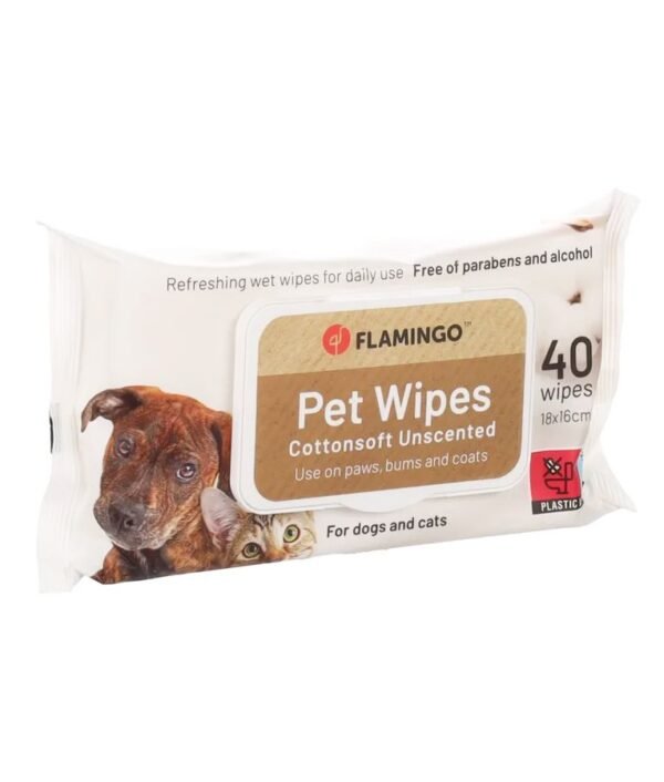 Flamingo: Reini Universal Unscented Cat & Dog Pet Wipes 40pcs