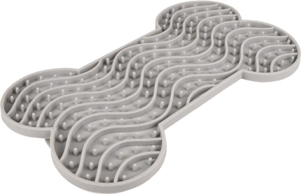 Flamingo: Yummy Silicone Bone Grey Dog Lick Pad Large - Image 3