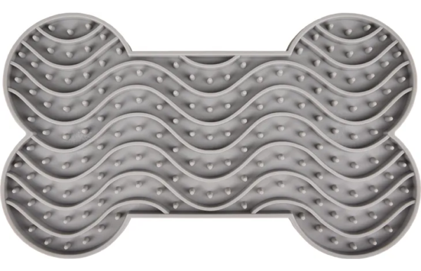 Flamingo: Yummy Silicone Bone Grey Dog Lick Pad Large - Image 2